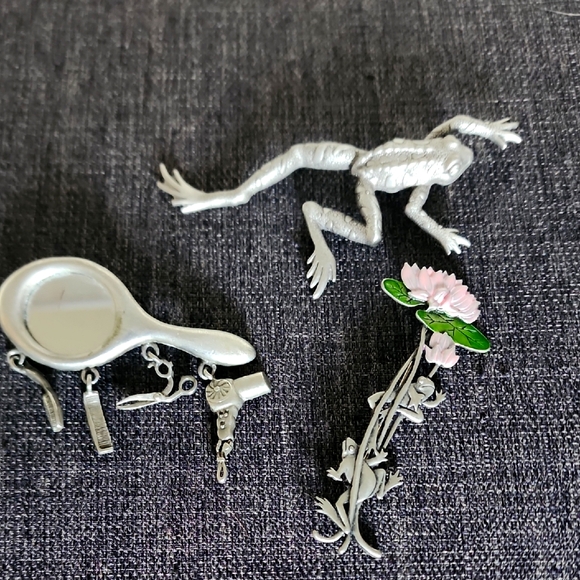 JJ Signed Pewter Brooch Lot Of 3 - Picture 1 of 7